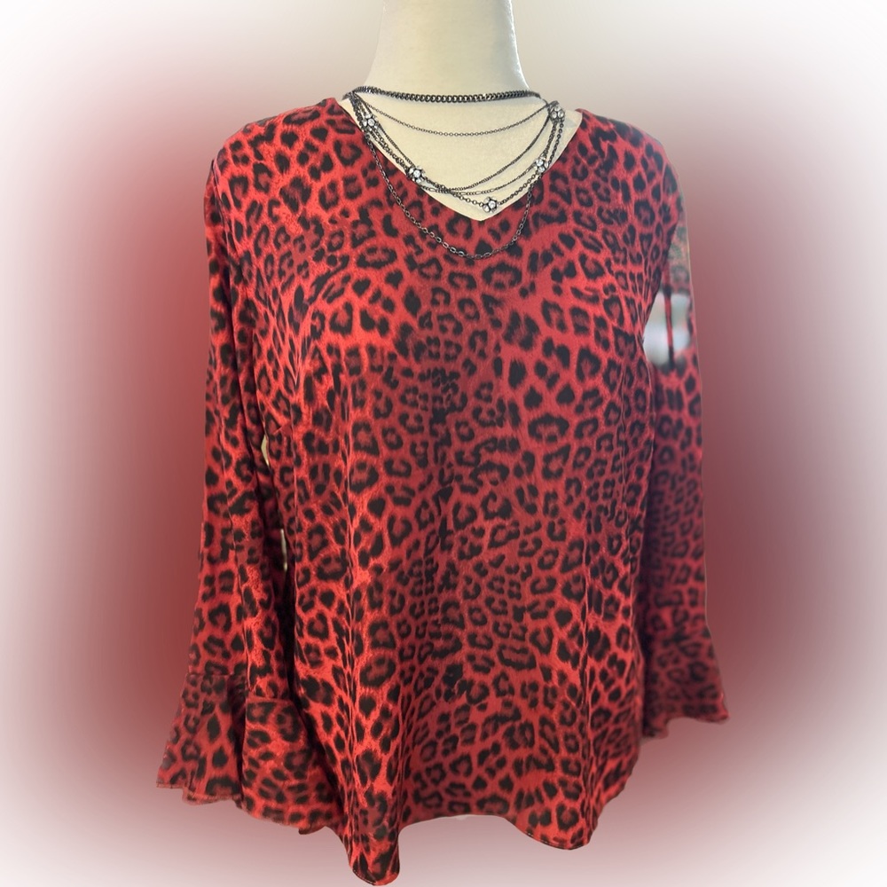 Sassy red leopard blouse. New with tags.